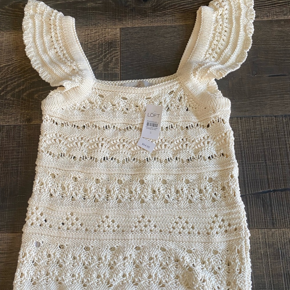 LOFT Cream Knit Sleeveless Top